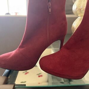 Primark Burgundy Suede Stiletto Ankle Boots